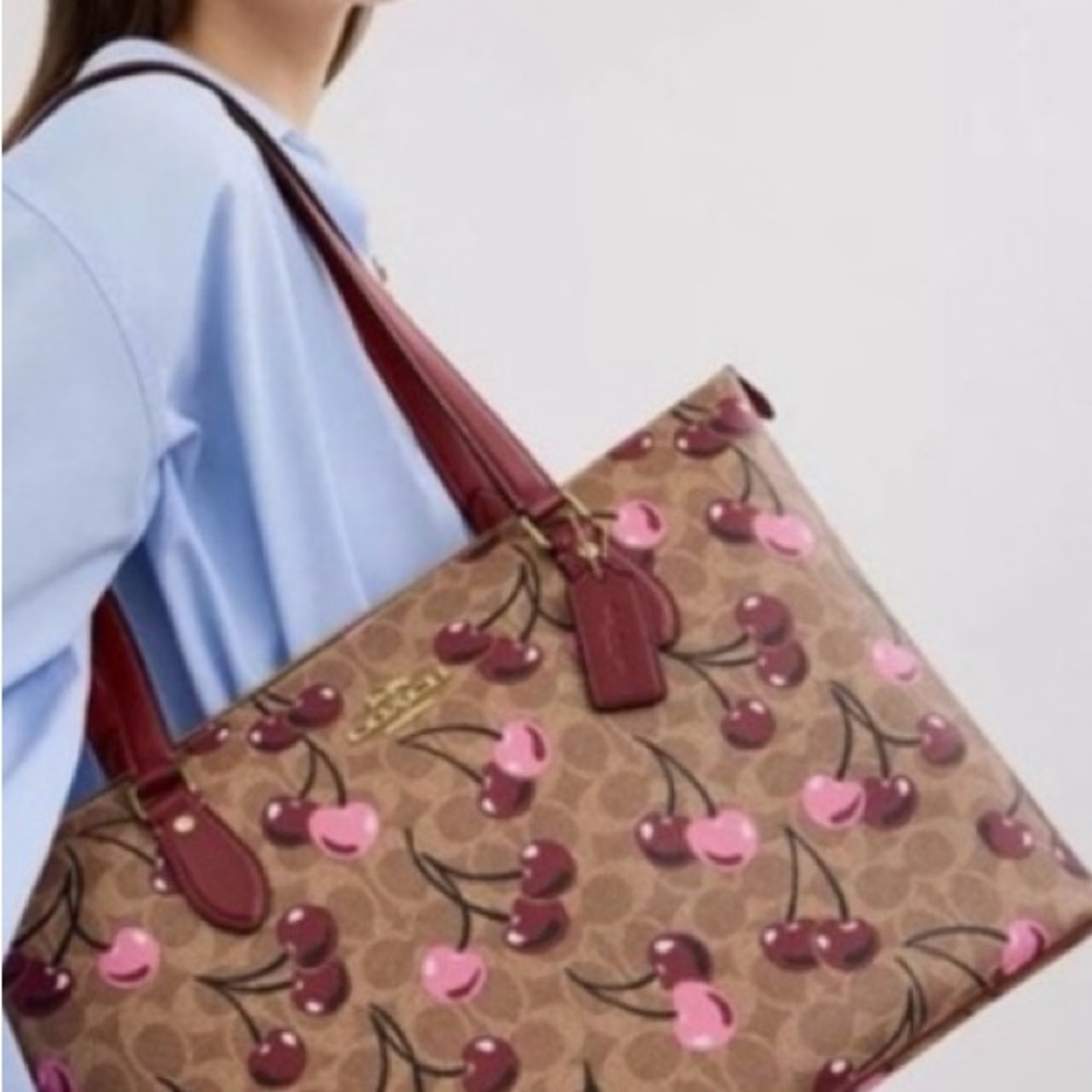 Coach cherry Print Tote Bag New used once